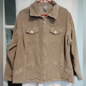 Fashion Bug 18-20W Tan Corduroy Jacket Women's Ladies Beige Taupe Zip Up